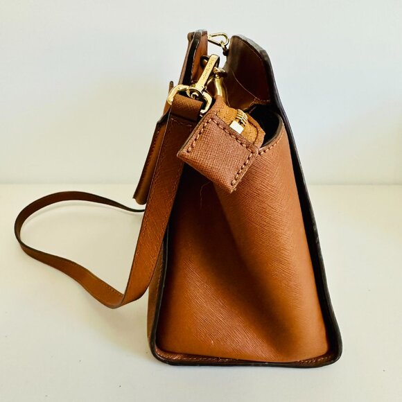 EUC MICHAEL KORS TWO-WAY SELMA CAMEL SAFFIANO LEATHER SATCHEL CROSSBODY BAG - Picture 7 of 16